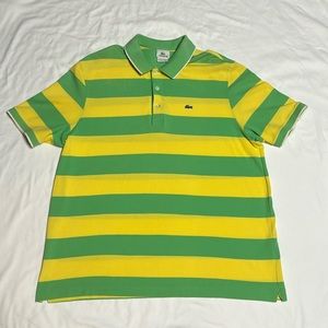 Lacoste Men’s green and yellow stripped Polo shirt size 2XL